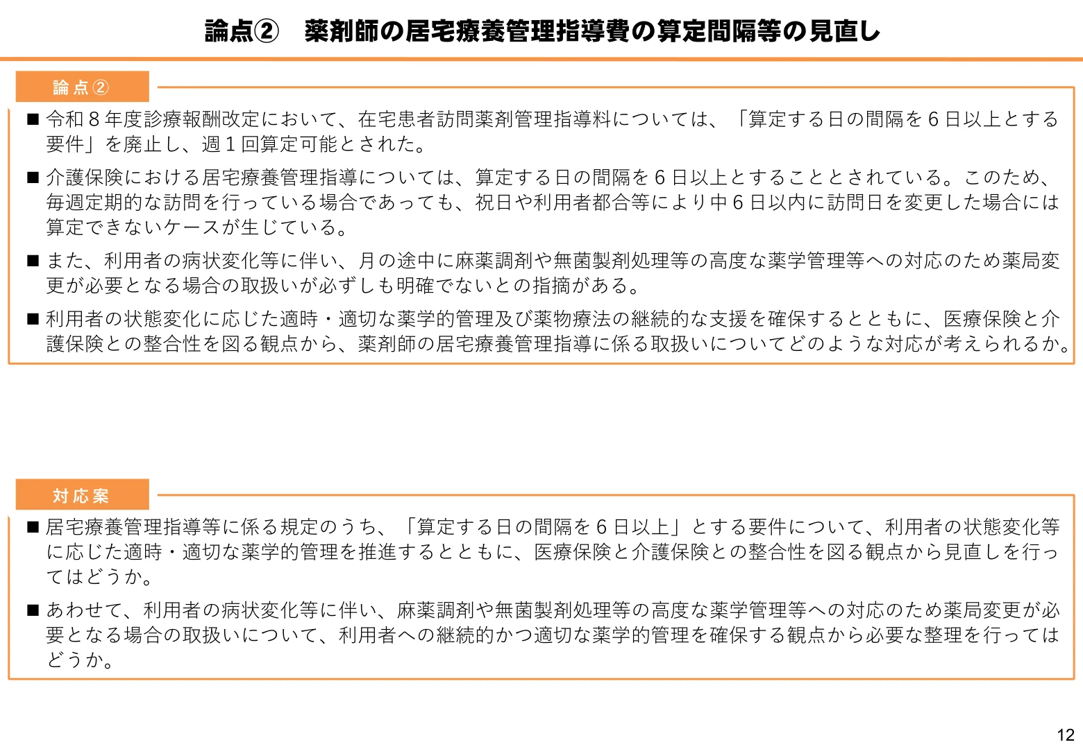 居宅療養管理指導（改定の方向性）13ページ
